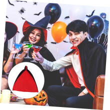 Halloweencape voor volwassenen, capuchonmantel in tovenaarsstijl, dubbellaagse karmozijnrode en ebbenhouten mantel.
