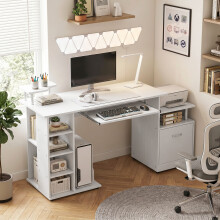 HOMCOM Wood Computer Desk Laptop Workstation Drawer Shelf for Home Office