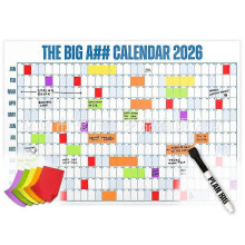 Den store A## kalender 2026 - Overdimensioneret vægkalender med pen og klistermærker, 2026 månedlig planlægger til hjemmekontor, 33x43