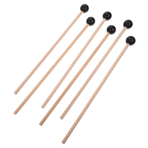 6St Percussie Instrument Sticks Hout Rubber Zwart
