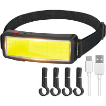 COB LED -otsalamppu, tehokas ladattava USB-otsalamppu, vedenpitävä otsalamppu 2000 lumenia 1 kpl, kypärän työvalo, retkeilyyn, huoltoon