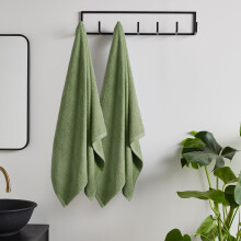Catherine Lansfield Quick Dry Cotton 90x140cm Bath Sheet Pair Sage Green