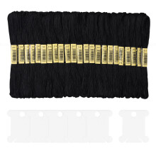Embroidery Threads 25 Skeins Black, AUERVO Embroidery Floss, Cross Stitch Threads