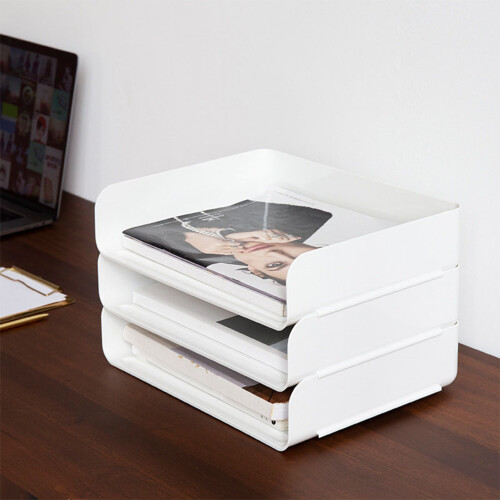 1Desktop File Cabinet Wit ABS Stapelbaar Document Tray 2
