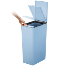 EKO Morandi 40L Kitchen Recycling Bin with Touch-Top Lid, Slim Plastic Rubbish Bin with Recycling Stickers and Easy-Clean Finish