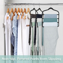 Hangers, Space-Saving Multi-Tier Closet Organizers for,Trousers, Skirts, Scarves,Non-Slip Vertical Storage Grey