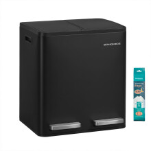 SONGMICS 2 x 4 Gallon (2 x 15 L) Kitchen Bin, 2-Compartment Recycling Bin with 1
