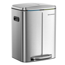 SONGMICS Double Rubbish Bin, 2 x 20L Kitchen Bin, Dual Compartment Metal Step Bi