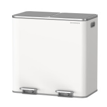 SONGMICS Dual Rubbish Bin, Metal Recycling Bin with 15 Rubbish Bags, 2-Compartme