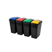 Addis Recycling 40 Litre Set of 4 Waste Utility Plastic Bins Interlocking Clips,