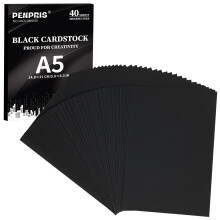 40 Sheets Black Cardstock A5 Size 300gsm/110lb Construction Paper