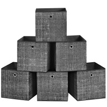 SONGMICS Storage Boxes, Set of 6 Non-Woven Fabric Boxes with Handles, 30 x 30 x