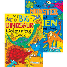 Squiggle A4 Kids Colouring Book Set – Alien, Monster & Dinosaur, Set of 2