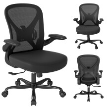 Keratee Ergonomic Office Chair with Adjustable Lumbar Support, 136 KG Swivel Desk Chair with Flip-Up Arms