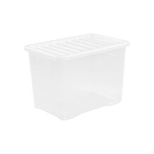 Wham Pack of 2 Crystal Storage Boxes with Lids, Plastic, 80L, Clear, 80L, Made i