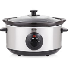 Swan 3.5 Litre Oval Stainless Steel Slow Cooker with 3 Cooking Settings, 200W, S