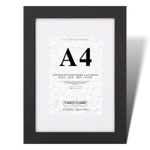 Fabian Clarke London A4 Modern Black Wooden Picture Photo Frame For Certificate or Noticeboard Poster with White A5 Mount to Hang Portrait or