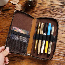 Vintage leren etui, slank etui, pennendoos, NIEUW