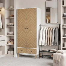 HOMCOM Cabinet Wood-Effect Sticker Surface with 2 Storage Shelves, White