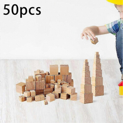 Ξύλινα τετράγωνα μπλοκ για κατασκευές και DIY παζλ, 100 τεμάχια 1