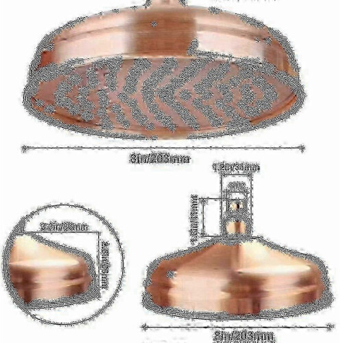 Κεφαλή ντους από χαλκό, διάμετρος 20cm (8 ίντσες), σταθερή κεφαλή ντους υψηλής πί 2