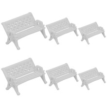 6St Miniatuur Meubilair Parkbankje Wit Ornament Decor
