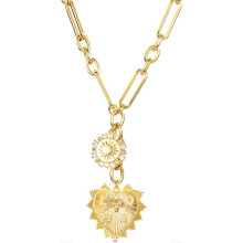 Collar grueso de oro de 4555 cm para mujer, collar con colgante de corazón, collar de girasol, gargantilla de moda hip hop, regalo