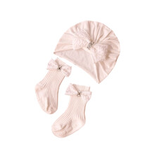 Modisches Baby-Bug-Turban-Mützen- und Socken-Set für 0–12-A