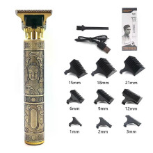 Máquina recortadora de pelo profesional T9 con cuerpo metálico y cuchilla de acero inoxidable, recortadora de barba para hombres.