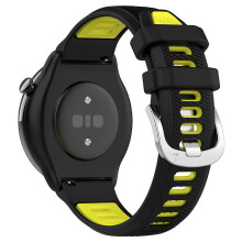 Correa de 22 mm compatible con Garmin Forerunner 265/Honor Watch GS 3i, correa de silicona con doble raya cruzada en negro y gris piedr