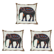 3X Indian Gestrickte Elefant Baumwolle Leinen Deko Kissen Fall Kissen Bezug Dekor