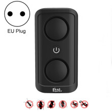 Repellente antizanzare ultrasonico a doppio altoparlante con conversione intelligente di frequenza, presa europea 220 V, nero