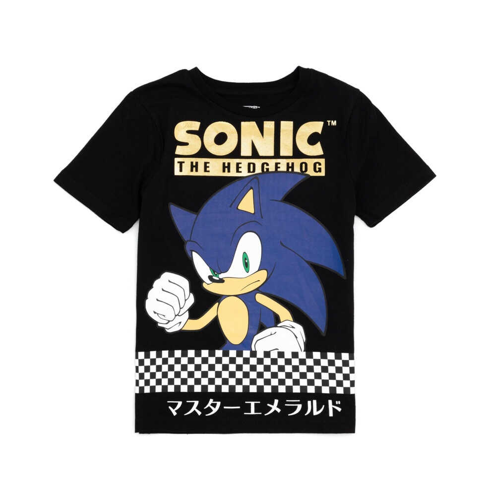 Sonic The Hedgehog (10-11 Years) Short Sleeved T-Shirt (Boys Black)