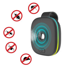 Repellente per zanzare a ultrasuoni portatile con spray profumato, dispositivo da esterno colore nero per campeggio e giardino