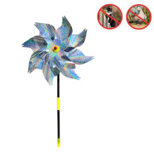 Anti-Bird Reflective Windmill for Balcony Garden and Farmland, Silver Octagon Bird Deterrent Spinner, Outdoor Hanging Reflector