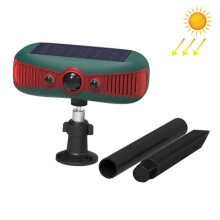 Outdoor Solar Animal Repeller with Infrared Sensor, Sound and Flashing Light Deterrent for Garden, Farm and Yard, Red