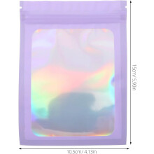 100 stuks paarse holografische hersluitbare zakjes, verpakkingszakjes voor kleine bedrijven, decoratieve sieradenzakjes
