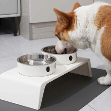 Forhøyede fôrskåler til hund, hevet stativ med doble mat- og vannskåler i rustfritt stål for små hunder