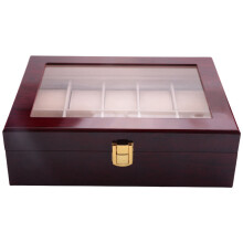 Uhrenbox aus Holz für Herrenuhren, Organizer-Box mit Glasdeckel, 10 Fächer