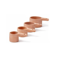 4-piece set of wooden measuring cups for baking, cooking, spices, coffee, tea, milk