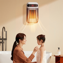 500-Watt-Heizlüfter für den Winter, Fernheizung + LED-Anzeige, EU-Stecker, weiß