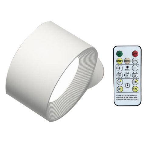 LED wall light with remote control and touch control, white