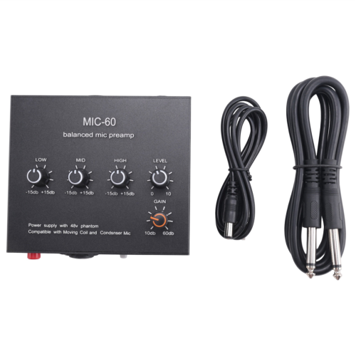Microphone preamplifier with DC cable and 6.5 mm cable