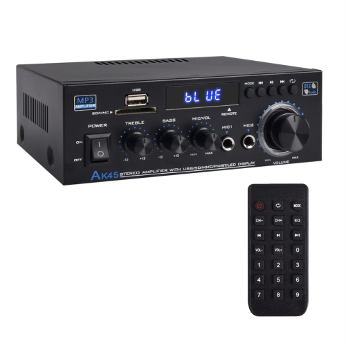 Stereo audio amplifier receiver, Bluetooth 5.0 sound speaker, UK plug