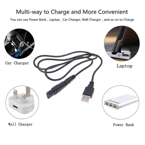 DC5.5x2.1mm Male Plug to C8 Female Connector Power Cord Conversion Interface-Color:With a USB Line 1