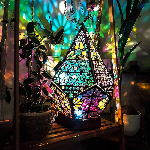 Bohemian Mosaic Starry Sky Floor Projections Lamp Table Bedside Light 1