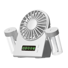 Tischventilator mit zwei Sprühdüsen, Digitalanzeige, 1200 mAh, Weiß