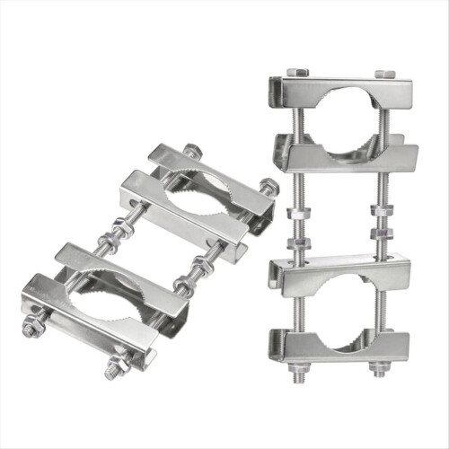 Double antenna mast clamp set for TV-CB-ham flagpole