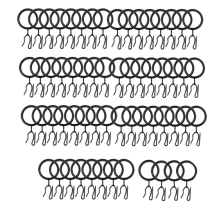 60 anillas metálicas para cortinas y 60 ganchos para cortinas.