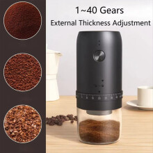 Tragbare elektrische Kaffeemühle, 40 Mahlgradeinstellungen, Ein-Knopf-Start